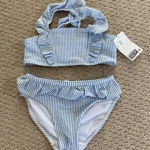 NWT H&M Kids Seersucker Blue Bikini Sz 5T/6